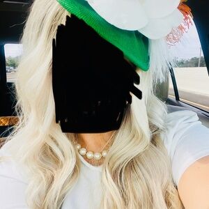 Green and White Fascinator Hat